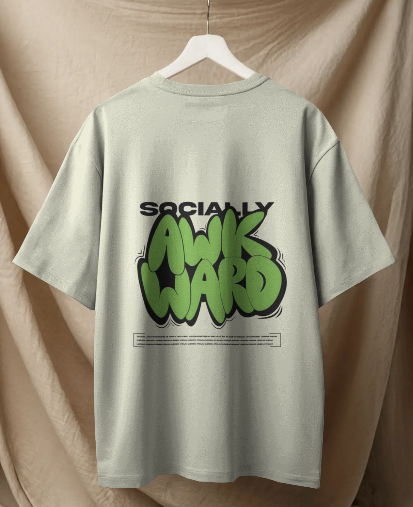 Oversized baggy Tees with social Design
