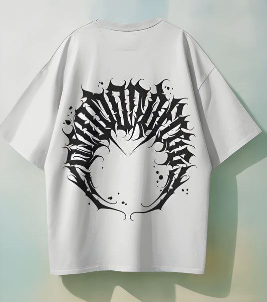 Oversized White Tshirt with Black Design